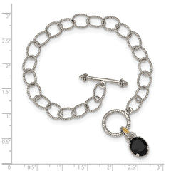 Shey Couture Sterling Silver Rhodium-plated with 14K Accent 7.5 Inch Black Onyx Toggle Bracelet