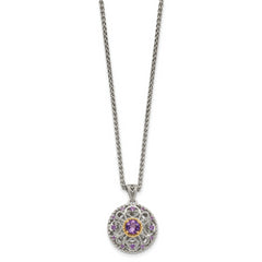 Shey Couture Sterling Silver with 14K Accent 18 Inch Round Amethyst Necklace