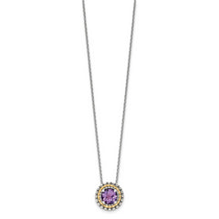 Shey Couture Sterling Silver with 14K Accent 18 Inch Antiqued Round Amethyst Necklace