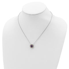Shey Couture Sterling Silver with 14K Accent 18 Inch Antiqued Round Amethyst Necklace