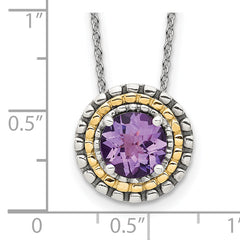 Shey Couture Sterling Silver with 14K Accent 18 Inch Antiqued Round Amethyst Necklace