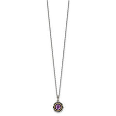 Shey Couture Sterling Silver with 14K Accent 18 Inch Antiqued Round Amethyst Necklace
