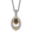 Sterling Silver & Flash Gold-plated Smoky Quartz Oval Necklace
