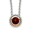 Shey Couture Sterling Silver with 14K Accent 18 Inch Antiqued Round Bezel Garnet Necklace