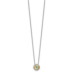 Shey Couture Sterling Silver with 14K Accent 18 Inch Antiqued Round Bezel Green Quartz Necklace