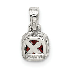 Shey Couture Sterling Silver Rhodium-plated with 14k Accent Polished Cushion-cut Garnet Pendant