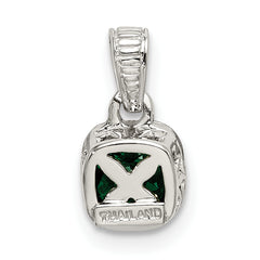 Shey Couture Sterling Silver Rhodium-plated with 14k Accent Polished Cushion-cut Created Emerald Pendant