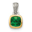 Shey Couture Sterling Silver Rhodium-plated with 14k Accent Polished Cushion-cut Created Emerald Pendant