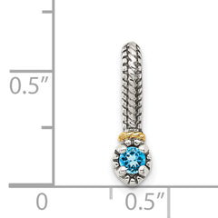 Shey Couture Sterling Silver Antiqued with 14k Accent Polished Blue Topaz Chain Slide Pendant