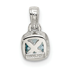Shey Couture Sterling Silver Rhod-plated with 14k Accent Polished Cushion-cut Light Swiss Blue Topaz Pendant
