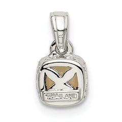 Shey Couture Sterling Silver Rhodium-plated with 14k Accent Polished Cushion-cut Milky Opal Pendant