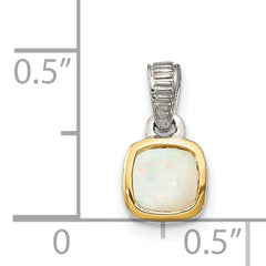 Shey Couture Sterling Silver Rhodium-plated with 14k Accent Polished Cushion-cut Milky Opal Pendant