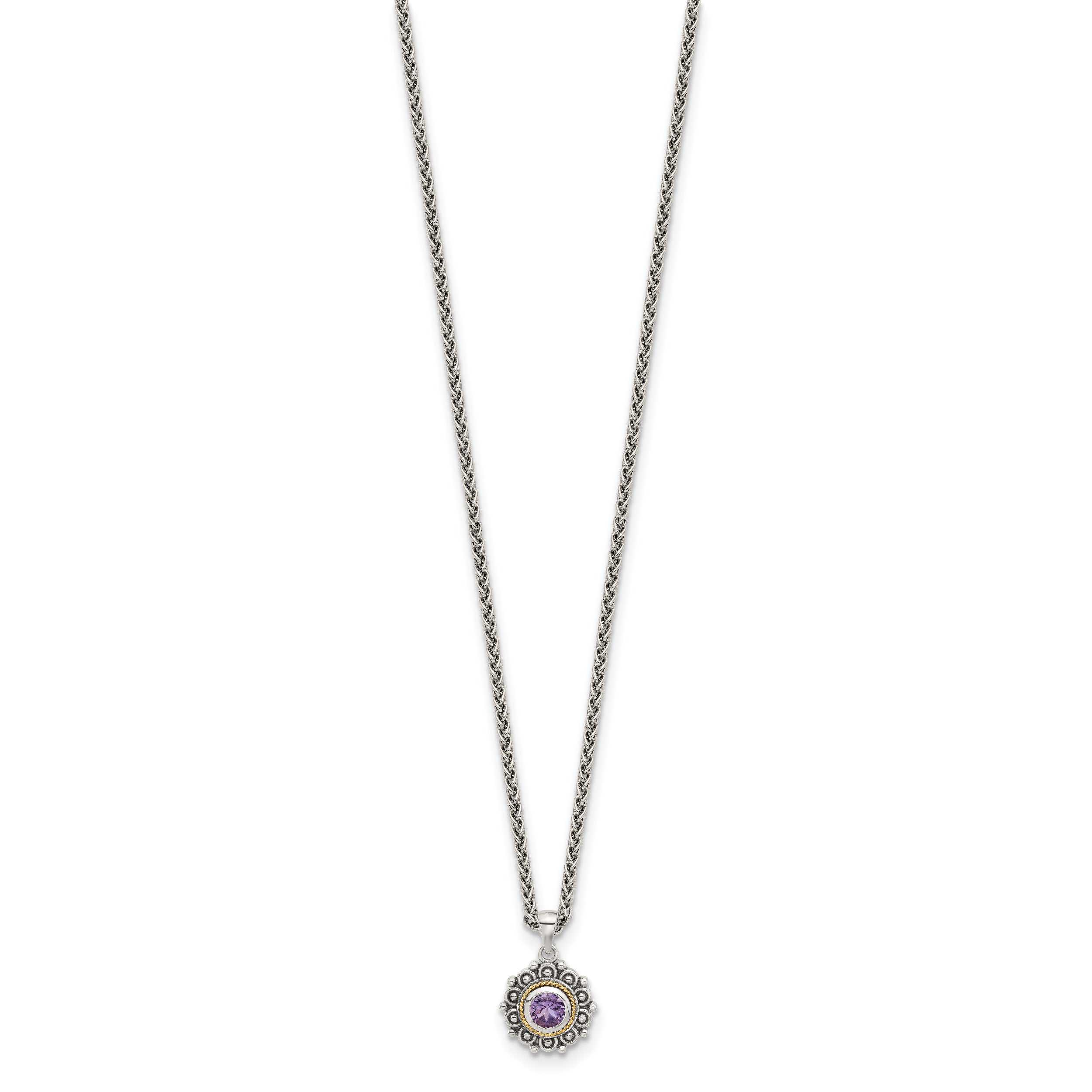 Shey Couture Sterling Silver with 14k Accent Antiqued Amethyst 18 inch Necklace