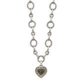 Shey Couture Sterling Silver with 14K Accent 17 Inch Antiqued Black Diamond Heart Drop Necklace