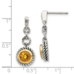 Sophia Jewelers Sterling Silver Gold-Plated Citrine Dangle Earrings Vintage Style