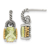 Sterling Silver w/ 14k Accent Lemon Quartz Dangle Earrings