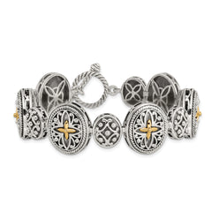 Shey Couture Sterling Silver with 14K Accent 8 Inch Antiqued Toggle Bracelet