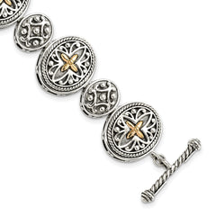 Shey Couture Sterling Silver with 14K Accent 8 Inch Antiqued Toggle Bracelet