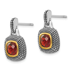 Sophia Jewelers 925 Sterling Silver Garnet Earrings with Gold-Plated Antique Finish