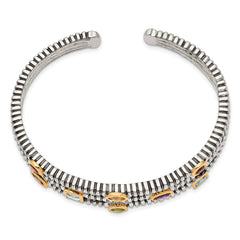 Shey Couture Sterling Silver 14K Accent Multi-Gemstone Antiqued Cuff Bracelet