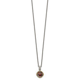 Shey Couture Sterling Silver with 14K Accent 18 Inch Antiqued Checkerboard Cushion Garnet Necklace