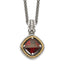 Shey Couture Sterling Silver with 14K Accent 18 Inch Antiqued Checkerboard Cushion Garnet Necklace