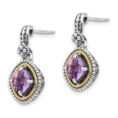 Shey Couture Sterling Silver 14K Gold Amethyst Dangle Earrings Vintage Style