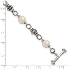 Shey Couture Sterling Silver 8 Inch Antiqued 8-8.5mm Freshwater Cultured Pearl Bracelet