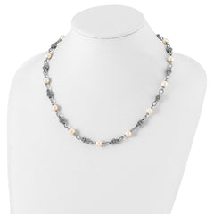 Shey Couture Sterling Silver 20 Inch Antiqued 8-8.5mm Freshwater Cultured Pearl Necklace