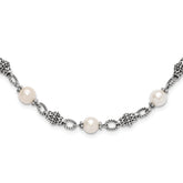 Shey Couture Sterling Silver 20 Inch Antiqued 8-8.5mm Freshwater Cultured Pearl Necklace
