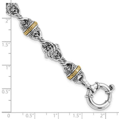 Sterling Silver w/14k Accent Antiqued Fancy Link Bracelet