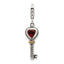 Shey Couture Sterling Silver with 14K Accent Antiqued Garnet Key with Lobster Clasp Charm