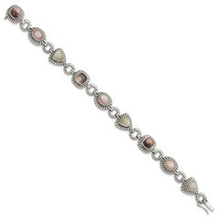 Shey Couture Sterling Silver 7.75 Inch Antiqued Pink/Black/White Mother of Pearl Bracelet