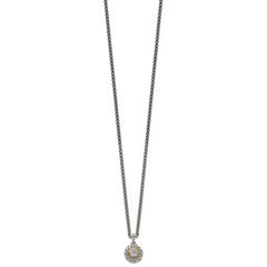 Shey Couture Sterling Silver Antiqued with 14K Accent 18 Inch Diamond Round Pendant Necklace