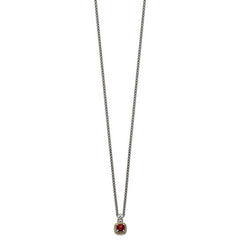Shey Couture Sterling Silver with 14K Accent 18 Inch Antiqued Cushion Garnet Necklace