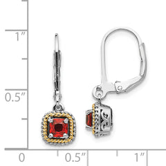 Sophia Jewelers Sterling Silver Garnet Earrings with 14K Gold Accents