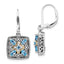 Shey Couture Sterling Silver with 14K Accent Antiqued Diamond and Marquise Blue Topaz Leverback Earrings