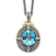 Shey Couture Sterling Silver with 14K Accent 18 Inch Antiqued Diamond and Oval Blue Topaz Necklace