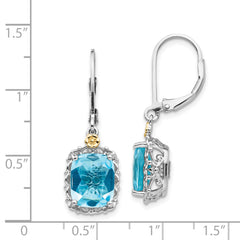 Sterling Silver 14K Accented Blue Topaz Dangle Earrings