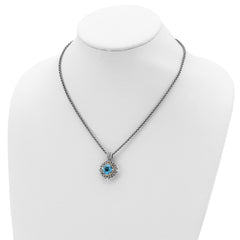 Shey Couture Sterling Silver with 14K Accent 18 Inch Antiqued Cushion Blue Topaz Necklace