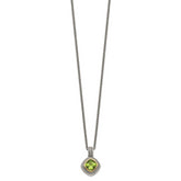 Shey Couture Sterling Silver with 14K Accent 18 Inch Antiqued Cushion Bezel Peridot Necklace