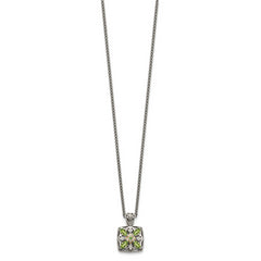 Shey Couture Sterling Silver with 14K Accent 18 Inch Antiqued Diamond and Marquise Peridot Necklace