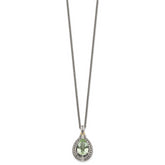 Shey Couture Sterling Silver with 14K Accent 18 Inch Antiqued Diamond and Pear Shaped Green Quartz Necklace