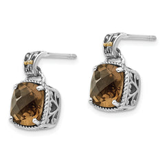 Shey Couture Sterling Silver 14K Accented Smoky Quartz Dangle Earrings