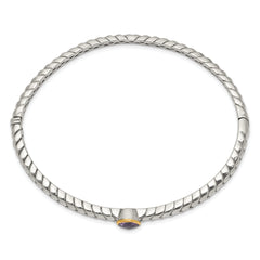 Sophia Jewelers Sterling Silver Bangle with 14K Gold Accent & Amethyst