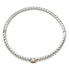 Sophia Jewelers Sterling Silver & 14K Gold Black Onyx Hinged Bangle Bracelet