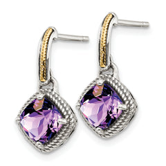 Sophia Jewelers Sterling Silver & 14K Gold Amethyst Dangle Earrings