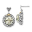 Sterling Silver w/14k Polished & Antiqued Green Quartz Post Dangle Earrings