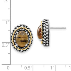 Sophia Jewelers Sterling Silver 14K Gold Citrine Oval Earrings