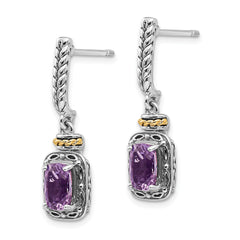 Sophia Jewelers Sterling Silver & 14K Gold Amethyst Dangle Earrings